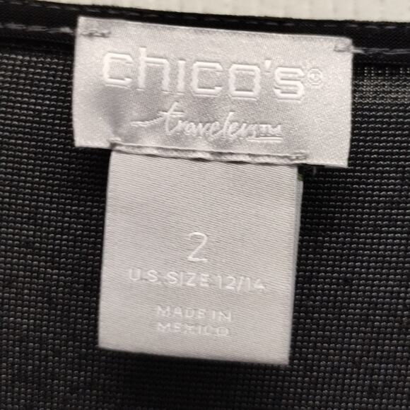 Chico's Travelers Size Large (2) Dark Gray Long Bell Sleeves Packable Slinky Top - Picture 4 of 5